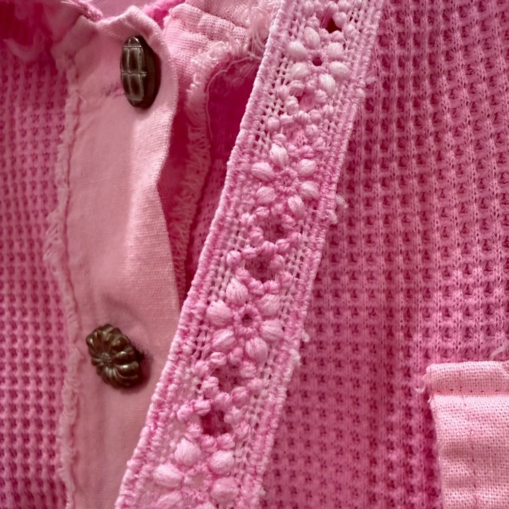 POL Pink Waffle Knit Bomber Jacket - Picture 7 of 11